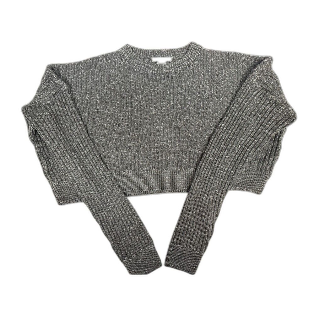 Urban Outfitters Charcoal Gray Ribbed Knit Cropped Sweater Size Large